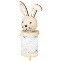 Article Bâton de fleur en bois de lapin naturel, marron, blanc L32cm 8 pcs