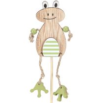 Article Pique de jardin déco en bois Grenouille Vert 3,5×7cm 12pcs