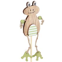 Article Pique de jardin déco en bois Grenouille Vert 3,5×7cm 12pcs