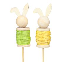 Article Piquets de fleurs Lapin de Pâques  Bois Vert Jaune 32cm 8pcs