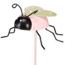 Article Piquets de jardin Coccinelle métal Vert Rose 7×4cm 6pcs