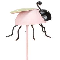 Article Piquets de jardin Coccinelle métal Vert Rose 7×4cm 6pcs