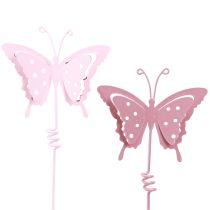Article Bouchon fleur papillon métal rose L24cm 12 pcs