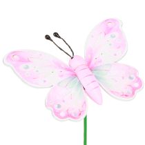 Article Bouchon de fleur papillon rose vert orange 8x5,5cm 16 pcs