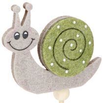 Article Pique de jardin déco escargot Bois Feutre Vert 6,5cm 12pcs