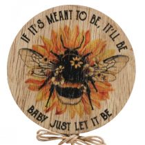 Article Bouchon fleur Bouchon décoratif abeille en bois avec dicton 7x27,5cm 12 pièces
