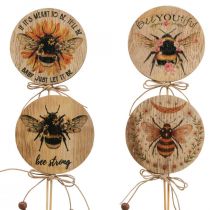 Article Bouchon fleur Bouchon décoratif abeille en bois avec dicton 7x27,5cm 12 pièces