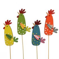 Article Piquets de fleurs Pâques Poulets drôles Bois 5,5×10cm 12pcs