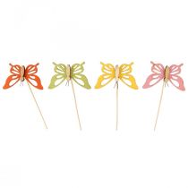 Article Bouchon fleur papillon déco bois coloré 8.5cm 12pcs