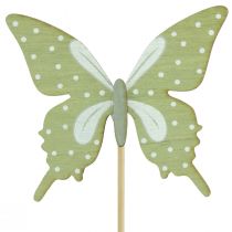 Article Bouchon de fleur papillon en bois avec plume 8x7cm 12 pcs