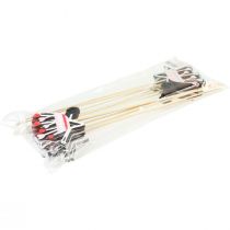 Article Bouchon à fleurs brouette coeurs en bois colorés 9x6,5cm 12 pcs