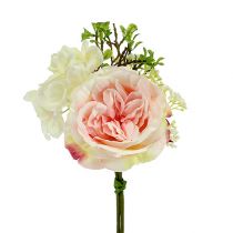 Mini bouquet de fleurs rose crème 20 cm