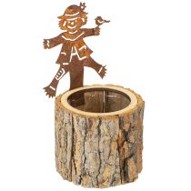 Article Pot de fleurs en bois épouvantail rouille H24,5cm
