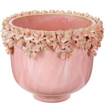 Article Cache-pot en céramique avec bordure fleurie rose Ø19cm H16.5cm