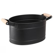 Article Pot de fleur métal manche ovale noir naturel 34x19,5x15cm