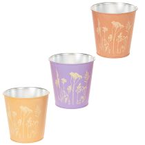 Article Set de 3 cache-pots métalliques motifs floraux pastel 10 cm