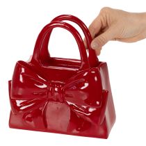 Article Vase décoratif en forme de sac à main avec nœud, finition brillante, 22 cm