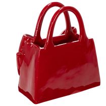 Article Vase décoratif en forme de sac à main avec nœud, finition brillante, 22 cm