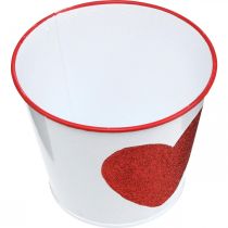 Article Cache-pot blanc avec coeur dans cache-pot rouge Ø13cm H10.5cm