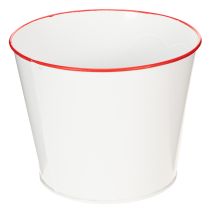 Article Pot de fleurs blanc à cœur rouge, jardinière, Ø18cm H13,5cm