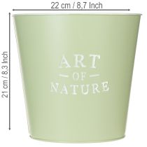 Article Pot de fleurs en zinc, jardinière en métal, vert menthe, Ø 22 cm, H 21 cm