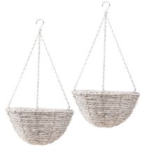Article Pot de fleurs suspendu en paille blanc naturel Ø28cm H15cm 2pcs