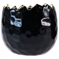 Article Pot de fleurs en céramique en forme d'œuf, noir, Ø10cm, H8cm, 2 pièces