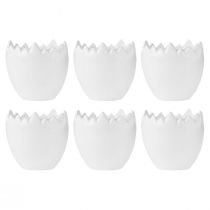 Article Pot de fleur jardinière Œuf en céramique blanche Ø8cm H8,5cm 6pcs