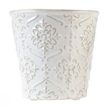 Article Pot de fleurs jardinière en céramique blanc crème beige Ø13,5cm 2 pcs