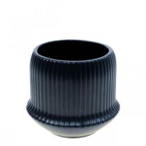 Article Cache-pot céramique jardinière rainures noir Ø10cm H8.5cm