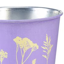 Article Pot de fleurs jardinière métal fleurs violettes Ø10cm H10,5cm