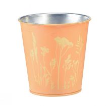 Pot de fleur jardinière métal jaune pêche Ø11,5cm H11,5cm