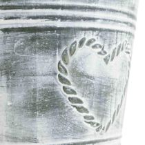 Cache-pot shabby chic jardinière métal coeur Ø22cm H17.5cm