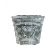 Cache-pot shabby chic cache-pot métal coeur Ø17cm H13.5cm