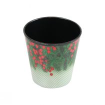 Pot de fleurs Jardinière de Noël seau Ilex Ø11cm H10,5cm