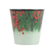 Pot de fleurs Jardinière de Noël seau Ilex Ø11cm H10,5cm