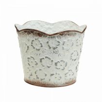 Cache pot cache pot métal blanc Ø13cm H11.5cm