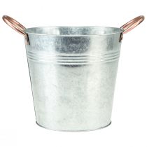 Article Pot de fleur avec anses seau décoratif en métal Ø16cm H15cm