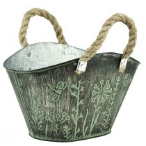 Article Pot de fleur avec anses sac métal jute 19×13,5×13,5cm