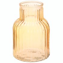 Article Vase à fleurs en verre orange à rainures rétro Ø13,5cm H20cm