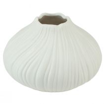 Vase à fleurs forme oignon céramique blanc Ø13cm H13,5cm 2pcs
