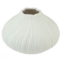 Article Vase à fleurs forme oignon céramique blanc Ø13cm H13,5cm 2pcs