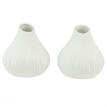 Article Vase à fleurs forme oignon céramique blanc Ø13cm H13,5cm 2pcs