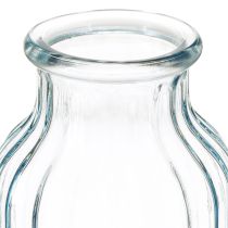 Article Vases à fleurs en verre à rainures bleu Ø11cm H14.5cm 2pcs