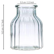 Article Vases à fleurs en verre à rainures bleu Ø11cm H14.5cm 2pcs