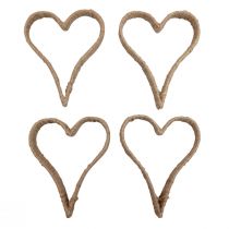 Style Boho, anneau en métal coeur anneau décoratif ruban de jute 20cm 4pcs