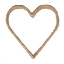 Article Style bohème, décoration anneau métal coeur ruban jute 30cm