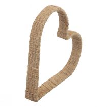 Article Style bohème, décoration anneau métal coeur ruban jute 30cm