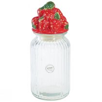 Bonbonnière couvercle céramique fraise Ø10,5cm H26cm