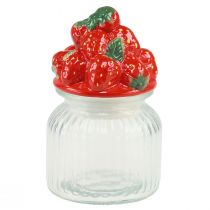 Article Pot à bonbons avec couvercle pot à biscuits fraise Ø11cm H18cm